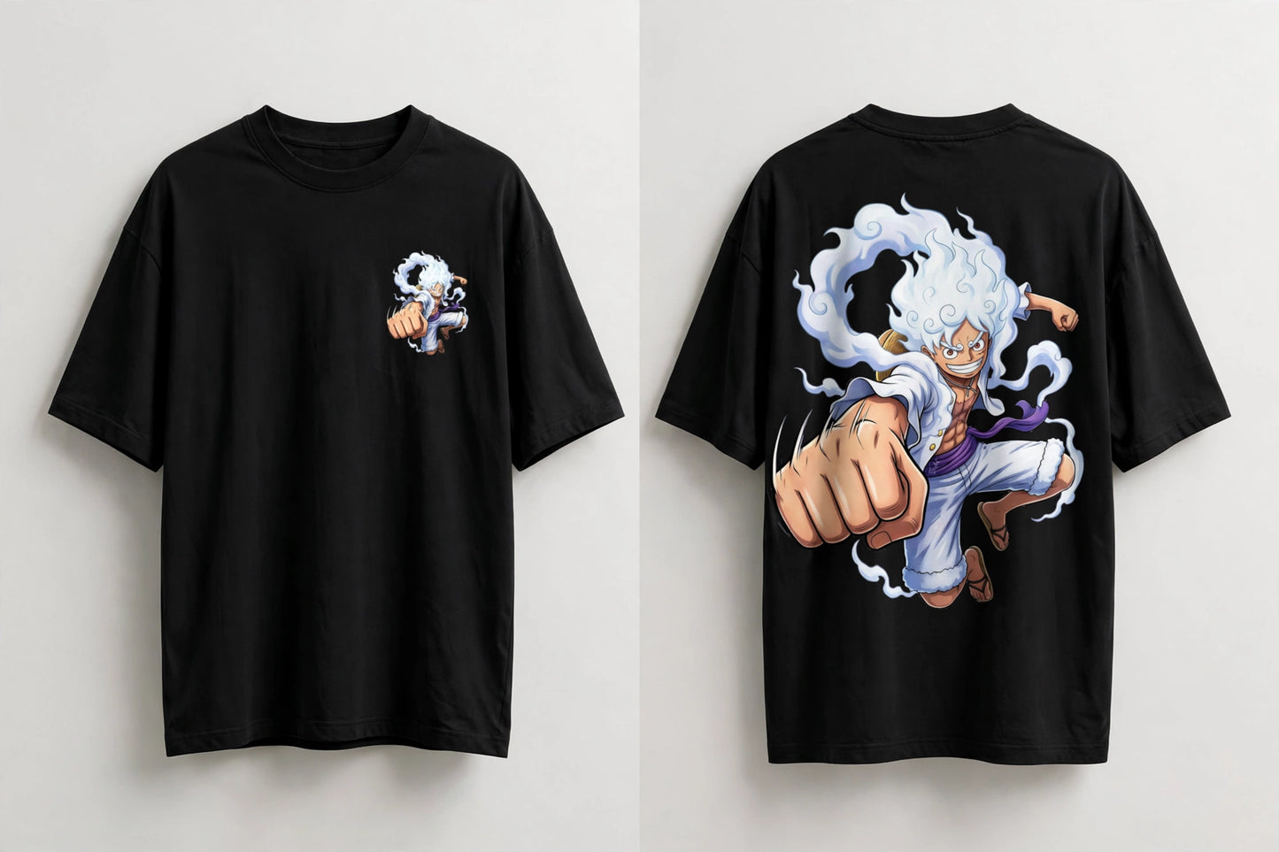 Luffy D. Monkey Gear 5 Punch  White Unisex Oversized  T-Shirt
