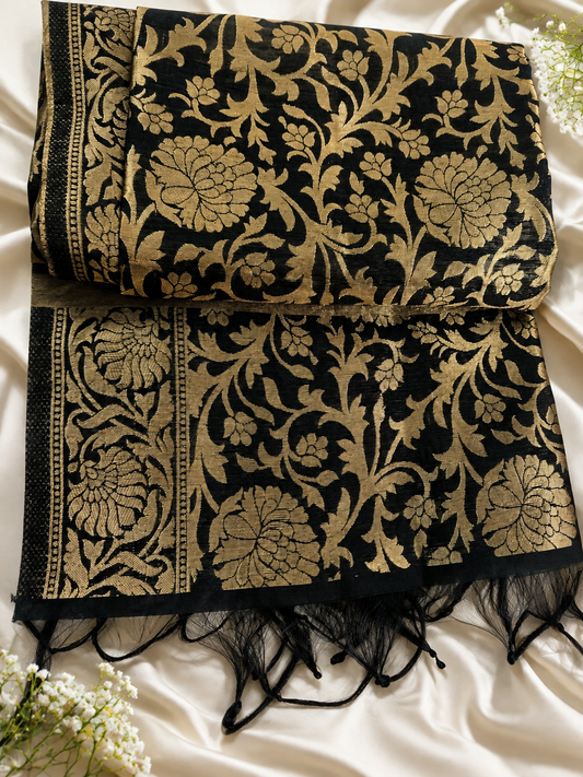 Banarasi Silk Blend Dupatta with Zari Weaving