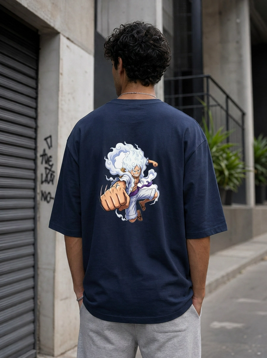 Luffy D. Monkey Gear 5 Punch  White Unisex Oversized  T-Shirt